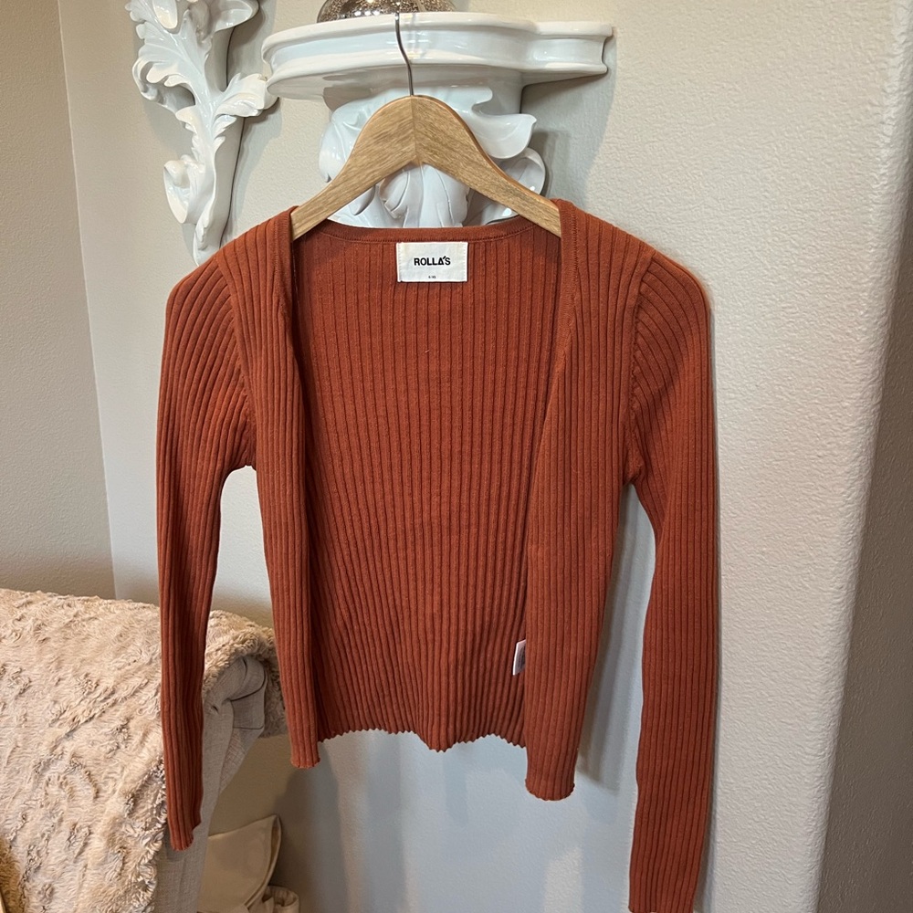 ROLLA'S Rust Ribbed Cardigan Sweater - Picture 2 of 4